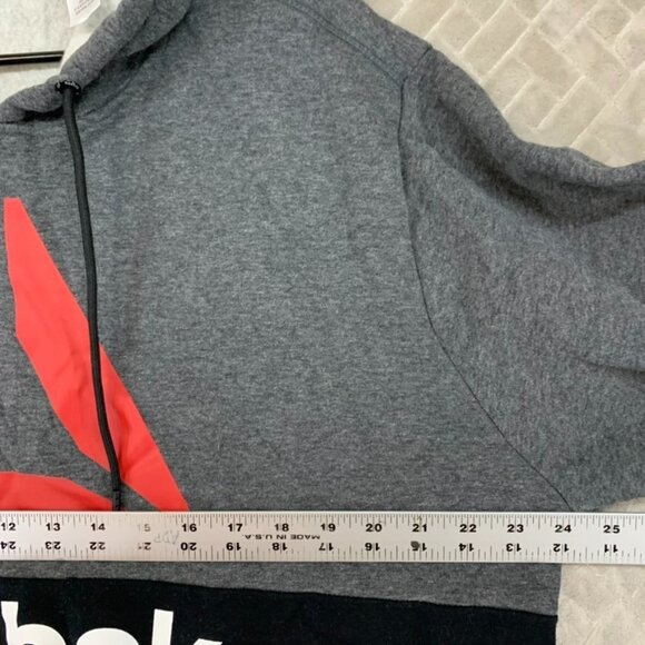 Reebok Mens XL Hoodie Sweat Shirt Gray Color Block Logo Cotton Blend Athletic - Picture 10 of 16